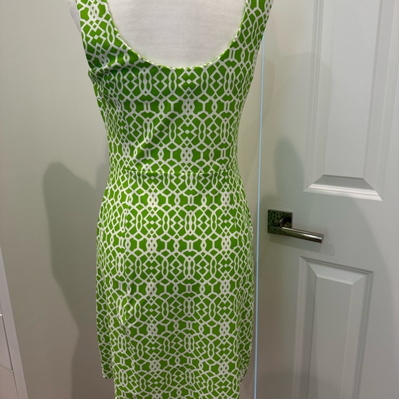 Jude Connally Lime Green & White Geometric Midi Dress - Picture 4 of 13